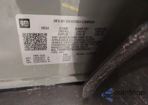 2025 Chevrolet Trailblazer Fwd Lt z USA, uszkodzony, nr VIN KL79MPSP6SB035631